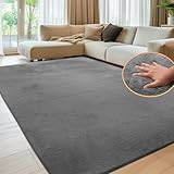 Sour Lemon Weiche Teppich Wohnzimmer, Glatt Teppich aus Kaninchenfell Kurzflor rutschfest, Modern Anti-Rutsch Carpet für Schlafzimmer, Luxuriöse Raumdekoration, Flauschiger Teppichbereich 120x160cm