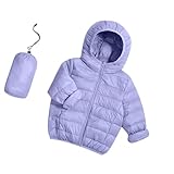 Guqmjde Winterjacke Mädchen Leichte Steppjacke Warme Daunenjacken Kinder Wintermantel Outdoor Wanderjacke Fahrradjacke Steppmantel Einfarbig Mantel Lässiger Flauschiger Daunenmantel Lila 90