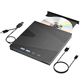 Externes CD-DVD-Laufwerk USB 3.0 und Typ C mit 4 USB-Anschlüssen und TF/SD-Kartensteckplatz, CD-/DVD-Brenner, Schreiber, Lesegerät, Player for Laptop