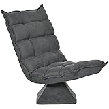 HOMCOM Bodenstuhl Bodensofa mit Verstellbarer Rückenlehne, drehbarer Meditationsstuhl mit Sockel, Lazy Sofa, gepolstert Relaxsessel für Büro, Wohnzimmer, Grau
