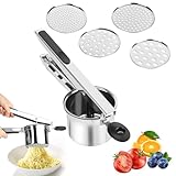 TOSAVGA Kartoffelpresse, Spätzlepresse Edelstahl, Spaghettieispresse mit 4 Austauschbare Sieb, Spagettieis Quetsche, Spaghetti Eispresse für Kartoffelpüree, Gemüsebrei, Obstsäfte