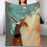 Volleyball Decke Wohndecke Warm & Kuschelig, Überwurf Ideal Für Draußen, Camping, Couch, Bett, Reisen – Wolldecke 130×180cm
