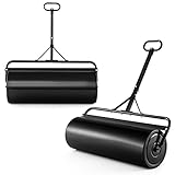 COSTWAY Rasenwalze Metall 113 L, Handwalze mit Griff, Gartenwalze Ø 40CM, befüllbar mit Wasser/Sand, Schwerlasttrommel Graswalze, Trommel Rasenroller für Ebenen Rasen, Garten, Park (Schwarz)