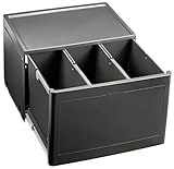 BLANCO BOTTON Pro 60/3 Manuell | Abfall Müllsystem | für 60 cm breite Unterschränke | System zur Bodenmontage hinter Schwenktüren | 3 x 13 Liter Eimer