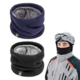 JUGUTA 2 Stück Loop Schal Damen Herren, Thermal Fleece Schlauchschal Winter Neckwarmer, Halstuch Winddicht Sportschal, Halswärmer für Fahrrad Motorrad Skifahren, Unisex Lässiger Nackenwärmer