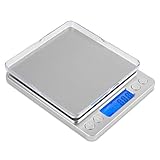 Mafiti Küchenwaage Digital, Waage Küche 0.1g/3kg, PCS/Tara-Funktion/LCD Display, Waage Küchenwaage, Kitchen Scale, Silbrig