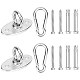 CAUTIOUS 2 Stück Deckenhaken Schwerlast, Deckenhaken Hängesessel, Schaukelhaken, Edelstahl 304 Wandöse Haken, M8 Augplatte Schaukelhaken Bis 500KG/pro für Hängesessel Sling Trainer Yoga