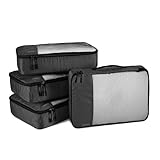 Amazon Basics - Packwürfel Set für Koffer, Reise Organizer, Reißverschluss, 4 Stück, 1er-Pack, Mittelgroß, Schwarz