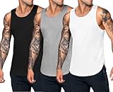 COOFANDY Sommer Unterhemd Herren Sport Gym Tank Top Herren Lockeres Tank Top Fitness Ärmellos Shirt Weiß PAT1 L
