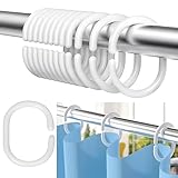 Duschvorhang Ringe 12 Stück,Kunststoff Duschvorhang Haken,Weiß Vorhang Aufhängeringe,Duschvorhangringe in C-Form für Duschfensterstange,Duschvorhang Halterung,die Meisten Duschvorhänge Geeignet ist