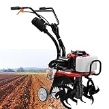 Gartenfräse Benzin Motorhacke 55CC 4-Takt Mini Pflüger Grubber Kultivator,10500 U/Min Professionelle Bodenhacke Geeignet,FräSbreite 400 Mm, FräStiefe 200 Mm