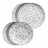 Ritzenhoff & Breker Sendai Mix Tafelservice 12-teilig – Mix & Match Boho-Geschirr in Grau – 6 Speiseteller 27 cm, 6 Suppenteller 20 cm – Porzellan, Spülmaschinengeeignet