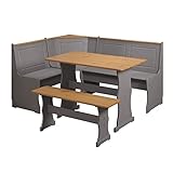 Inter-Furn Esszimmer Eckbankgruppe inkl. Tisch Paterno, 164 x 85 x 126 cm Kiefer grau/Honig