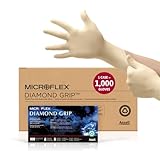 Microflex Diamant Grip Latex Handschuh, puderfrei, 24,4 cm Länge, 6,3 mil Dick, Medium, natur, 1000