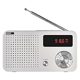 EMOS - tragbares digitales FM-Radio und MP3-Player mit Akku + USB-C Kabel - teleskopische Antenne, FM 88–108 MHz - USB-Port, Micro-SD-Karten-Slot, Kopfhörer-Anschluss - 10 Stunden Laufzeit - weiß/grau