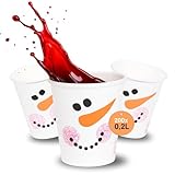 DeinPack 200 Glühweinbecher 200 ml - Winter Pappbecher mit Schneemann Motiv | Einweg to go Heißgetränkebecher für Glühwein, Punsch & Tee | beschichtete Weihnachtsbecher aus Pappe