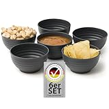 Hausfelder Dip Schalen Set 6 x 180 ml, Snackschalen, Tapas Schale klein, Schälchen für Raclette, Dips aus Kunststoff, Melamin-frei, in Anthrazit Schwarz