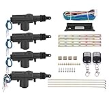 Zentralverriegelung, Keyless Entry System, Komplettset für Zentralverriegelung 4 Türen (1 Steuerbox, 2 Fernbedienungen, 4 Türschloss, 1 Kabel, 1 Zubehörset)
