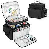 LEFOR·Z Nähzubehör Tasche,Nähset Aufbewahrungstasche Organizer,Doppelschicht Nähzeug Tragetasche für Anfänger,Reisende,Nähkurse,Schwarz,groß