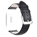 Berfine Ersatz-Uhrenarmband aus Kalbsleder, extra weiches Uhrenarmband für Herren und Frauen, Schwarz und Braun, 18/20/22 mm, Schwarz , 20 mm