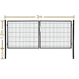 Doppelflügeltor Flügeltor Einfahrtstor Gartentpforte Doppeltor Hoftor Gartentor, Farbe:Anthrazit, Gartenpforte Breite:3x1.2m