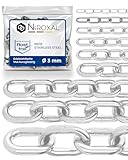 200cm = 2 meter 3mm starke Gliederkette Meterware V4A Ankerkette kurzgliedrig am Stück Metallkette A4 DIN 56856 Regenablaufkette DIN 766 rostfreie Eisenkette Absperrkette 2m