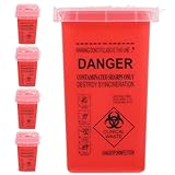 DEARMAMY 5 Stück Rotes Tragbares Sharps container Klappdeckel Sicherer Nadeln Spritzenentsorgungsbehälter Tattoo waste sammlung für Zuhause und Unterwegs