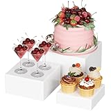 Lifewit Tortenständer Cube Ständer, 3 Stück, Cupcake Display Wiederverwendbar Organizer mit Podest Requisiten für Fotos Machen im Buffet, Hochzeit, Familienfeier, Geburtstag Party, Weiß