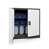 Jan Nowak Kleiner Aktenschrank C001B Büroschrank Metallschrank Lagerschrank 2 Verstellbare Fachböden Pulverbeschichtet Abschließbar 92,5 cm x 90 cm x 40 cm (Anthrazit-Weiß)