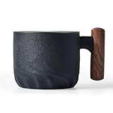 ERBO Espressotassen 70 ml, Premium Espresso Tassen mit Henkel, Mini Teetasse Kaffeetasse aus Keramik, Kleine Espressotassen, Espresso- & Mokkatassen, Kaffeebecher für Espresso, Tee, Latte (Schwarz)