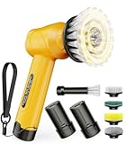 Qimedo Elektrischer Drehschrubber S1, batteriebetriebener Schrubber zur Reinigung, 1200 U/min, kabellose Duschbürste mit 8 Bürsten für Badewanne/Badewanne/Fliesen/Boden (Smart-Display)