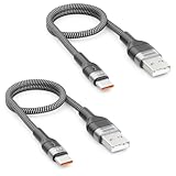 deleyCON 2x 0,30m USB C Kabel 3.1A Kurzes Ladekabel Datenkabel USB-A auf USB-C Cable für iPhone 17 16 15 Pro Max Air Galaxy A16 A56 S25 S24 S23 Pixel iPad Pro MacBook AirPods Tablet Switch PS5