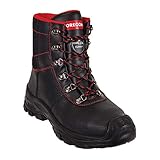 Oregon Sarawak Klasse 1 Kettensägen-Schnittschutzstiefel aus Leder, Stahlkappen, Sicherheits-Arbeitsstiefel, Größe 47, Schwarz