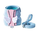 Westenstil Katzengeschirr Leine für Outdoor-Abenteuer mit Verstellbarer Komfortpassform 3D-Flügeldesign (White, M)