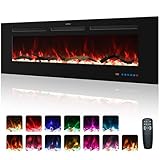 Kentsky 108 cm elektrischer Kamin, Einbau- und Wandkamin Heizung, 750W/1500W linearer Kamin mit Fernbedienung, Touchscreen, 13 Flammenfarben, Timer, Log-Kristall