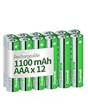 Granicell AAA Wiederaufladbare Batterien 1100 mAh Hohe Kapazität 1500 Zyklen, 1,2V NiMH Niedrige Selbstentladung AAA Batterie, 12er Pack