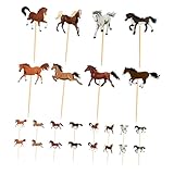 NOLITOY 24 Stück Teiliges Pferde Geburtstag Kuchen Dekoration Kreative Pferde Cupcake Torten Picks Einfache Anwendung Passend für Verschiedene Kuchen für Shower und Bauernhof Party