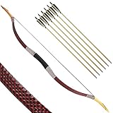 SHARROW Traditioneller Bogen Recurve Bogen und Pfeile Set Langbogen 20-50lbs Handgemacht Holzbogen Reiterbogen Sportbogen Jagdbogen für Erwachsene und Anfänger (30lbs, Typ 7)