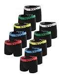 Desanlapi 10er Pack Jungen Boxershorts Unterhose aus Baumwolle Kinder Unterhosen Boy Shorts Junior Boxer Unterwäsche mit Farbige Elasticbund 170-176