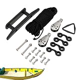 Qfdiwr Kajak-Riemenscheiben-Set, Kanu-Kajak-Seil-Set, schweres Stabilitätsset für Kajaks | Ringaugen, Seil-Stollensystem, 30 Füße, Paracord,