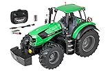 Carson 1:16 Deutz-Fahr Traktor 8280 TTV 100% RTR - Ferngesteuertes Fahrzeug, Baufahrzeug mit Funktionen Licht und Sound, inkl. Batterien und Fernsteuerung, grün, RC, Remote Controled Car