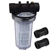 Agora-Tec® Vorfilter Wasserfilter 2L für Kreiselpumpe Hauswasserwerk mit Max. Betriebsdruck: 4 bar, Max. Durchflussmenge: 3000 l/h, Maschenweite Filtersieb: 0,2 mm, Anschlüsse: 1 Zoll (30,3 mm) IG Messingbuchsen