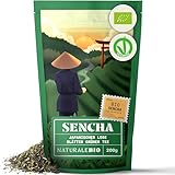 NaturaleBio Japanischer Sencha Tee – 200 g Bio Grüntee – 100% reiner und natürlicher grüner Sencha Tee - Lose in Blättern der ersten Ernte – Bioprodukt angebaut in Japan