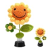 HECHKJ Wackelblume, 17 × 11 × 5 cm Kreatives Armaturenbrett Auto Deko Zubehör, Sonnenblume Wackelfigur Blume, Handgefertigt Auto Wackelfigur, Geeignet für Autos, Büros und Wohnungen