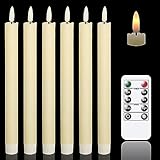 Eldnacele LED Stabkerzen mit Timerfunktion, flackernde Flamme LED Echtwachskerzen mit Fernbedienung, Elfenbein Stabkerzen led 6 Stück (2 x 25CM) für Weihnachtsdeko, Zimmer Deko, Hochzeit und Party