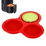 Silikonform für Luftfritteusen, 3 Mulden, runde Muffinform, perfekt für Kuchen, Pudding, Eier, Frühstückssandwiches, Hamburger und schnelle Mahlzeitenzubereitung, Puddingform, Dessert-Tablett