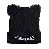 Dinghaole Katzenohren-Beanie-Mütze,Mütze Damen mit Katzenohren,warme Strickmütze,Warm Elastisches Beanie,süße Herbst- und Wintermütze für Mädchen und Damen,Mütze Herbstmütze Winterhüte
