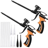 Schaumpistole, Preciva 2 Stück Bauschaumpistole Bauschaum Pistole PU Expanding Foam Gun Dosierpistole aus Metall für Abdichtungen, Isolierungen (zwei orange)
