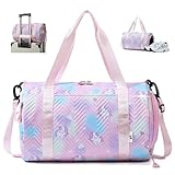 Sporttasche Damen,25L Schwimmtasche,mit Schuhfach Nassfach,Sporttasche Mädchen,Wasserdicht Trainingstasche,Einhorn Yogatasche,Handgepäck Tasche,Gym Bag,für Reisen,Fitness,Sport (Rosa)