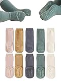 BEHELE Rutschfeste Babysocken für Kleinkinder, kniehoch, rutschfest, Crewling-Socken, Krabbelsocken für Mädchen, Jungen, Neugeborene, Mehrfarbig, 1-3 Jahre
